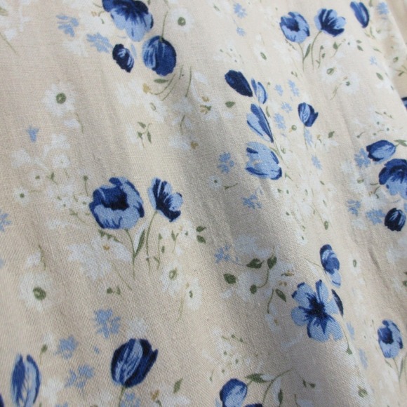 Dressbarn Woman Maxi Dress 18 W Beige Linen VTG Floral Sleeveless Casual 418 - Picture 5 of 13